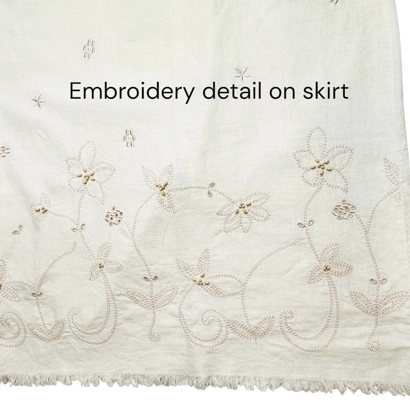 VTG Y2K Linen Blend Skirt Set M/L Top/Lt Jacket Floral Embroidery Requirements - Picture 11 of 16